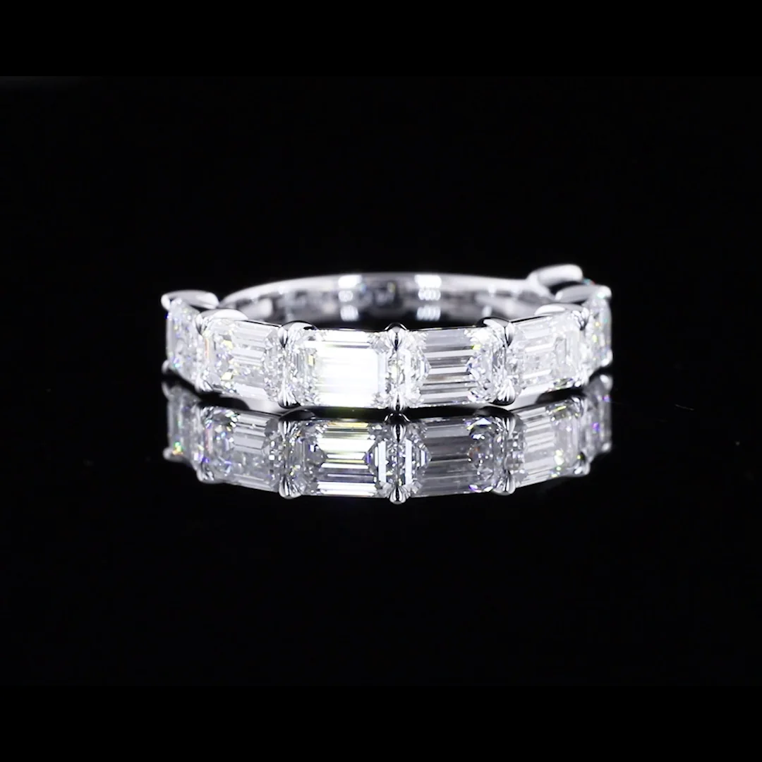 2.68 Cts 14k White Gold Emerald Shape Half Eternity Eternity Band