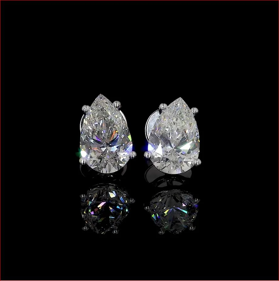 3.55 Cts 14k White Gold Pear Shape Studs Earring