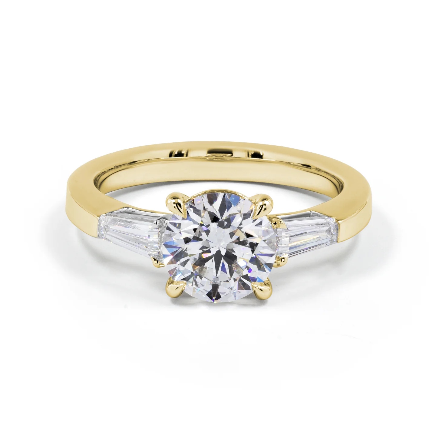 2.41 Cts 14k Yellow Gold Round Shape 3 Stones Ring