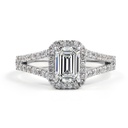 1.35 Cts 14k White Gold Emerald Shape Split Shank Ring