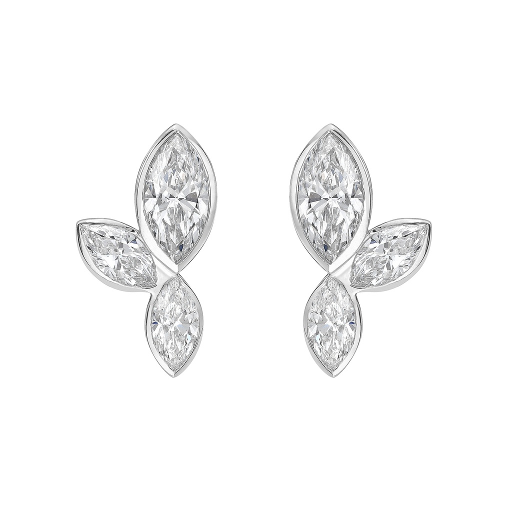 3.1 Cts 14k White Gold Marquise Shape Studs Earring