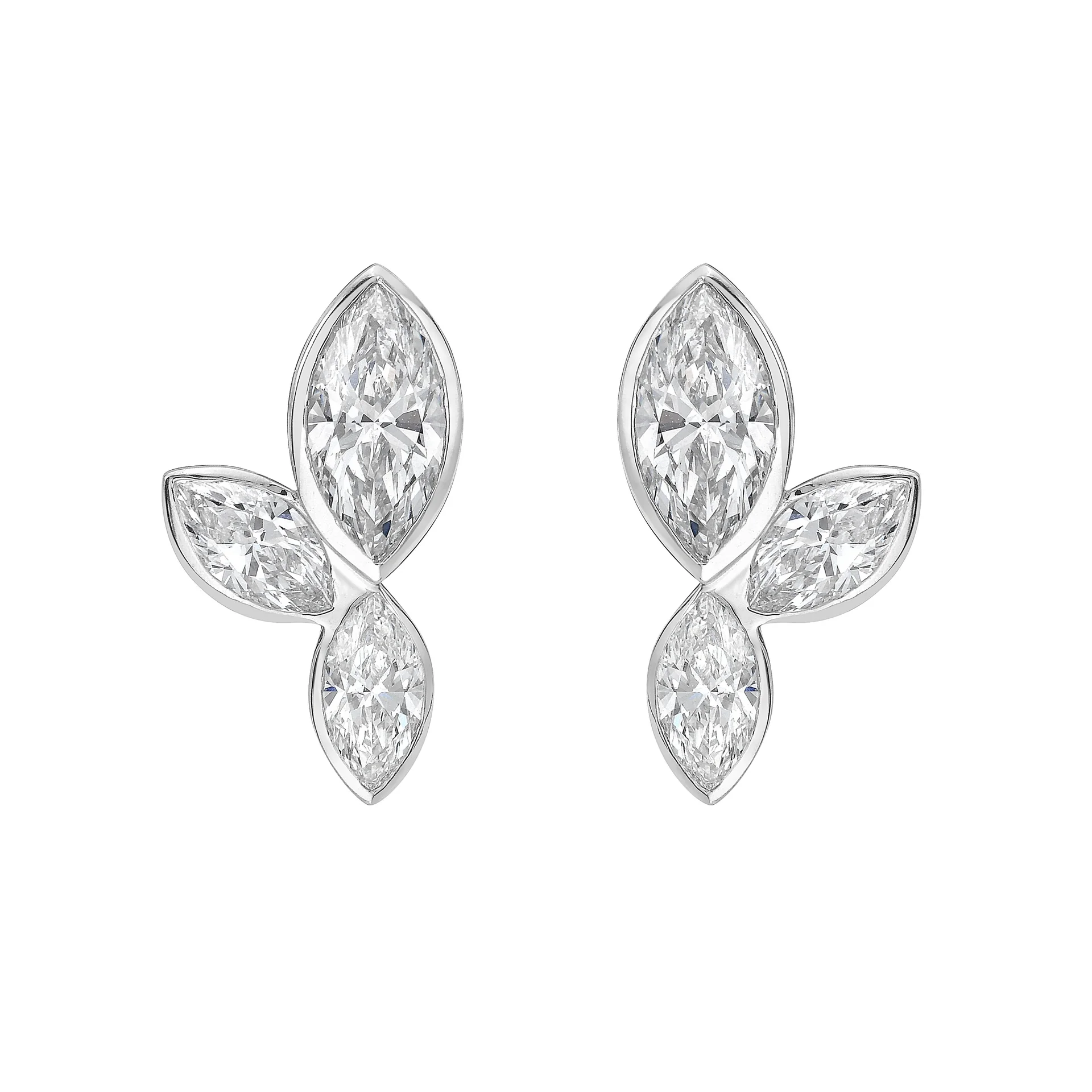 3.1 Cts 14k White Gold Marquise Shape Studs Earring