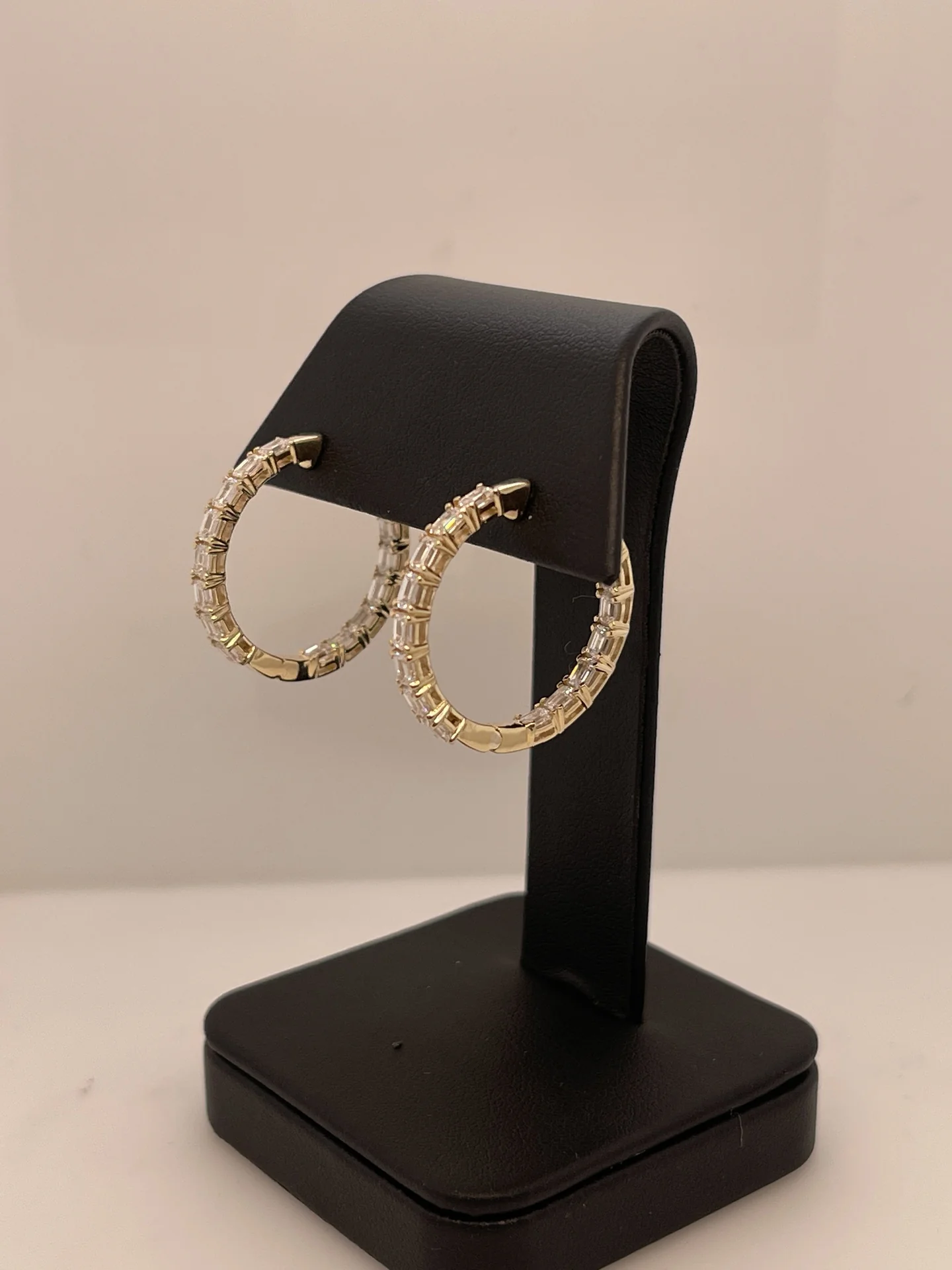 8.04 Cts 14k Yellow Gold Emerald Shape Hoops Earring