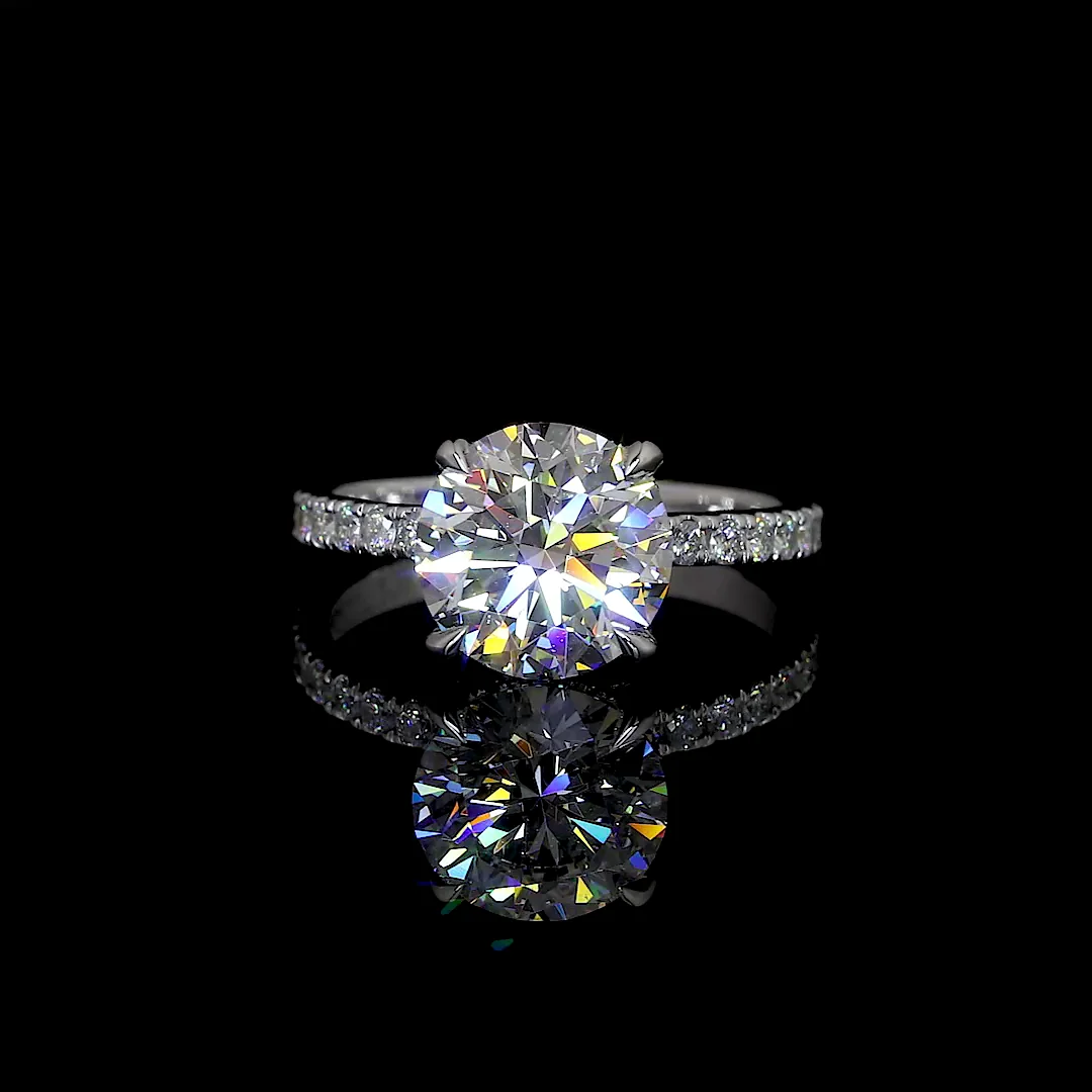 8.17 Cts 14k White Gold Round Shape Hidden Halo Ring