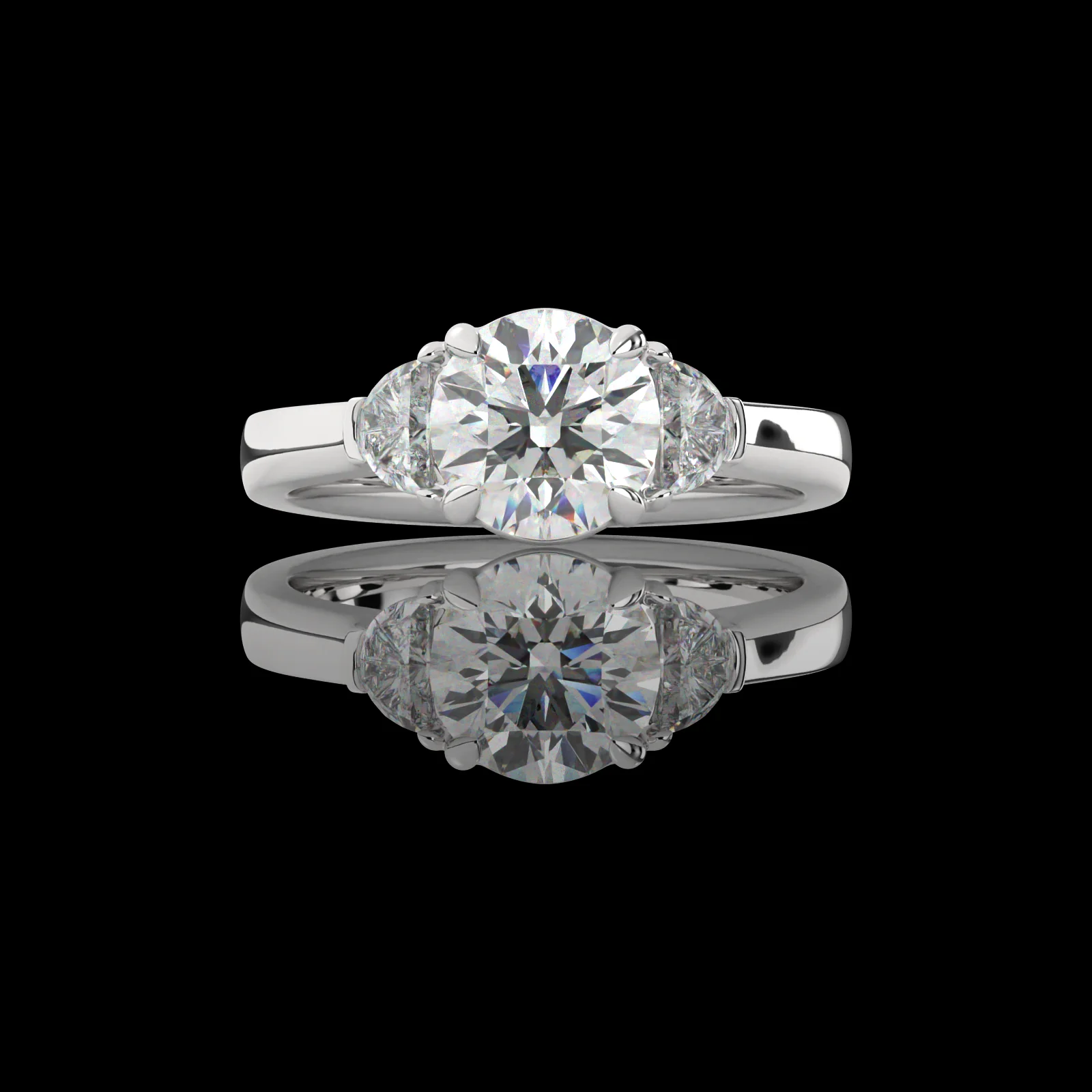 1.39 Cts Platinum Round Shape 3 Stones Ring