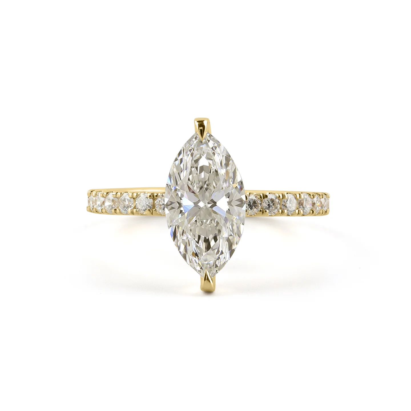 1.77 Cts 14k Yellow Gold Marquise Shape Hidden Halo Ring