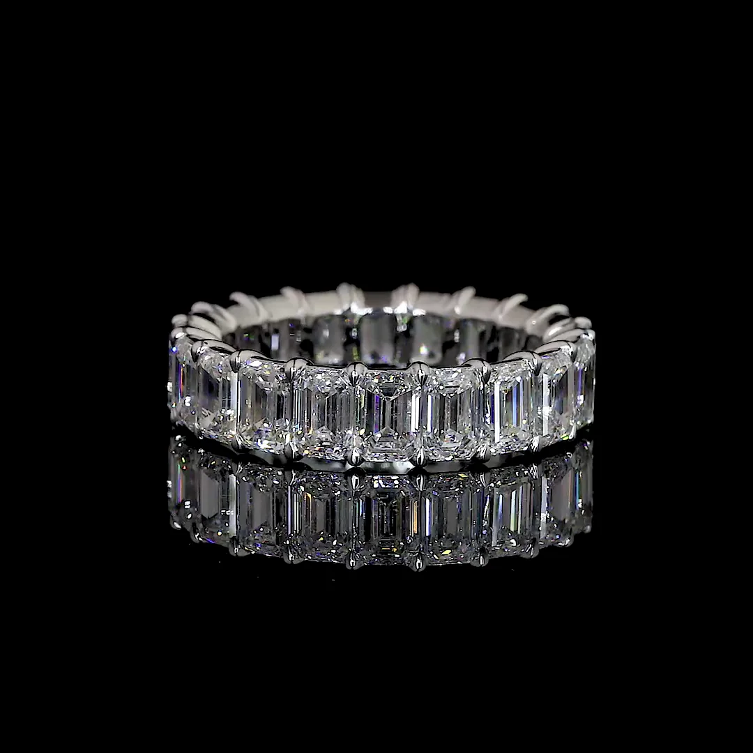 5.41 Cts 14k White Gold Emerald Shape Eternity Band Eternity Band