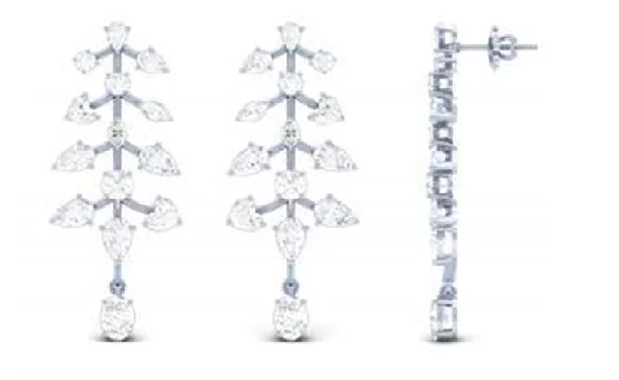 17.06 Cts 14k White Gold Oval Shape Hanging Earring