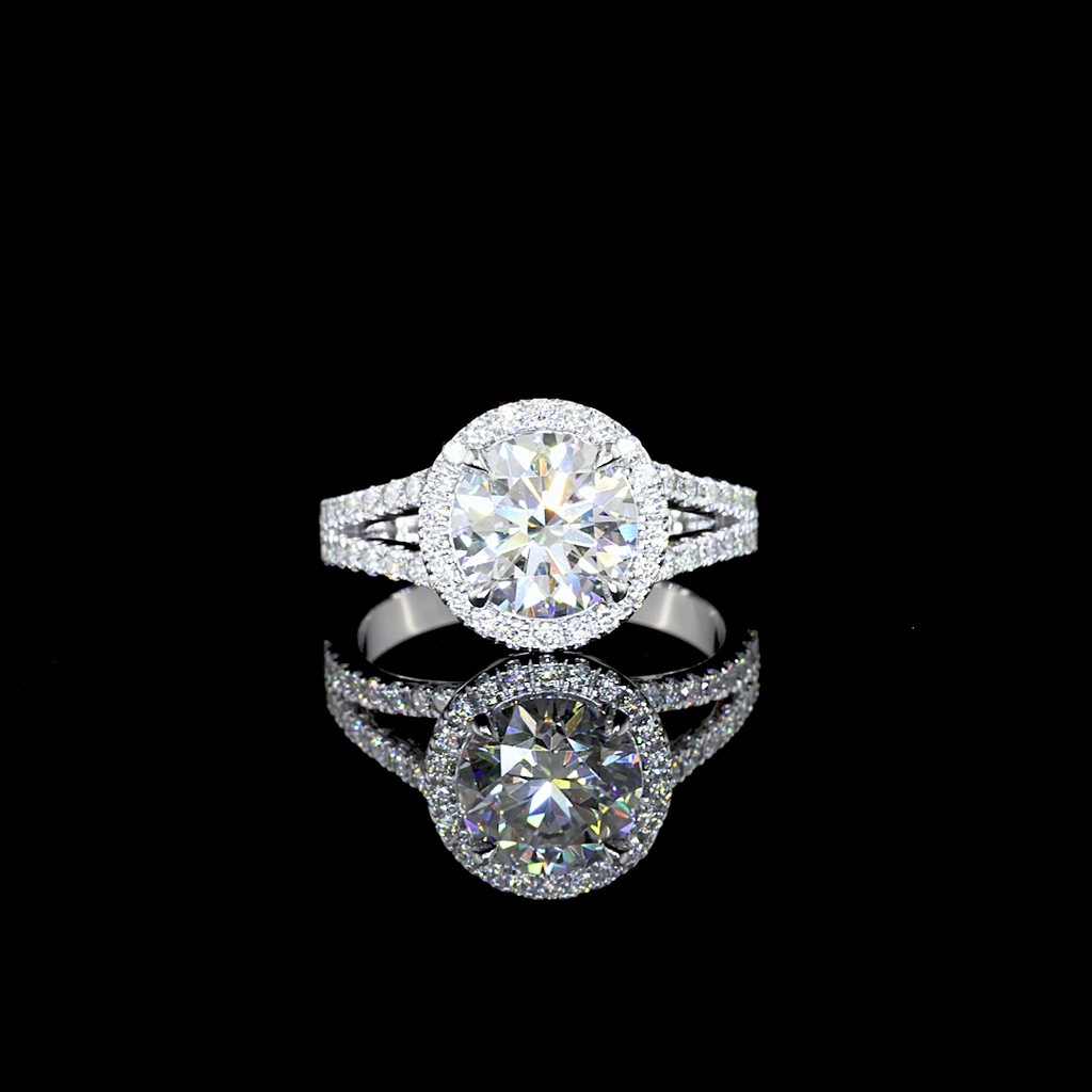 4.83 Cts 14k White Gold Round Shape Split Shank Ring