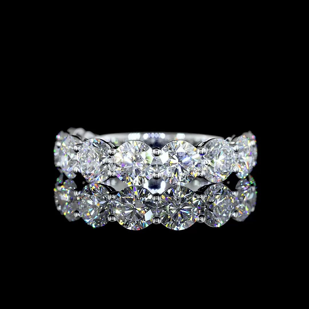 3.97 Cts 14k White Gold Round Shape Half Eternity Eternity Band