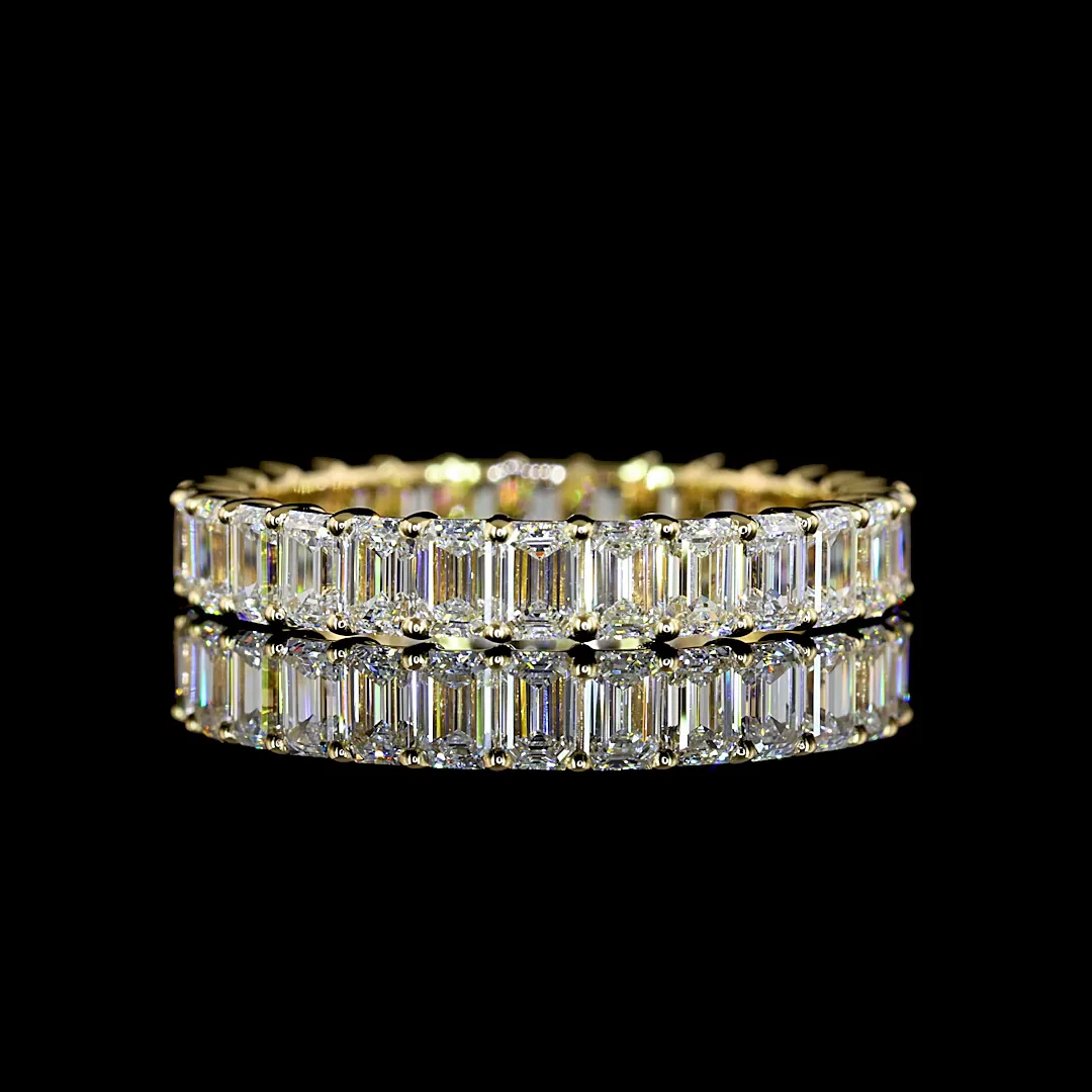 2.64 Cts 14k Yellow Gold Emerald Shape Eternity Band Eternity Band