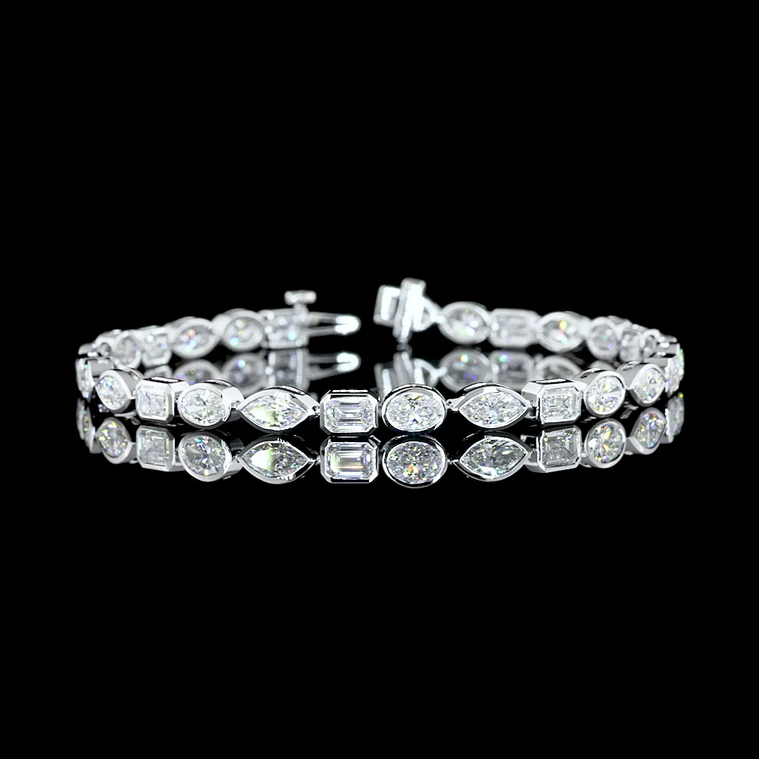 8.45 Cts 14k White Gold Mix Shape Tennis Bracelet
