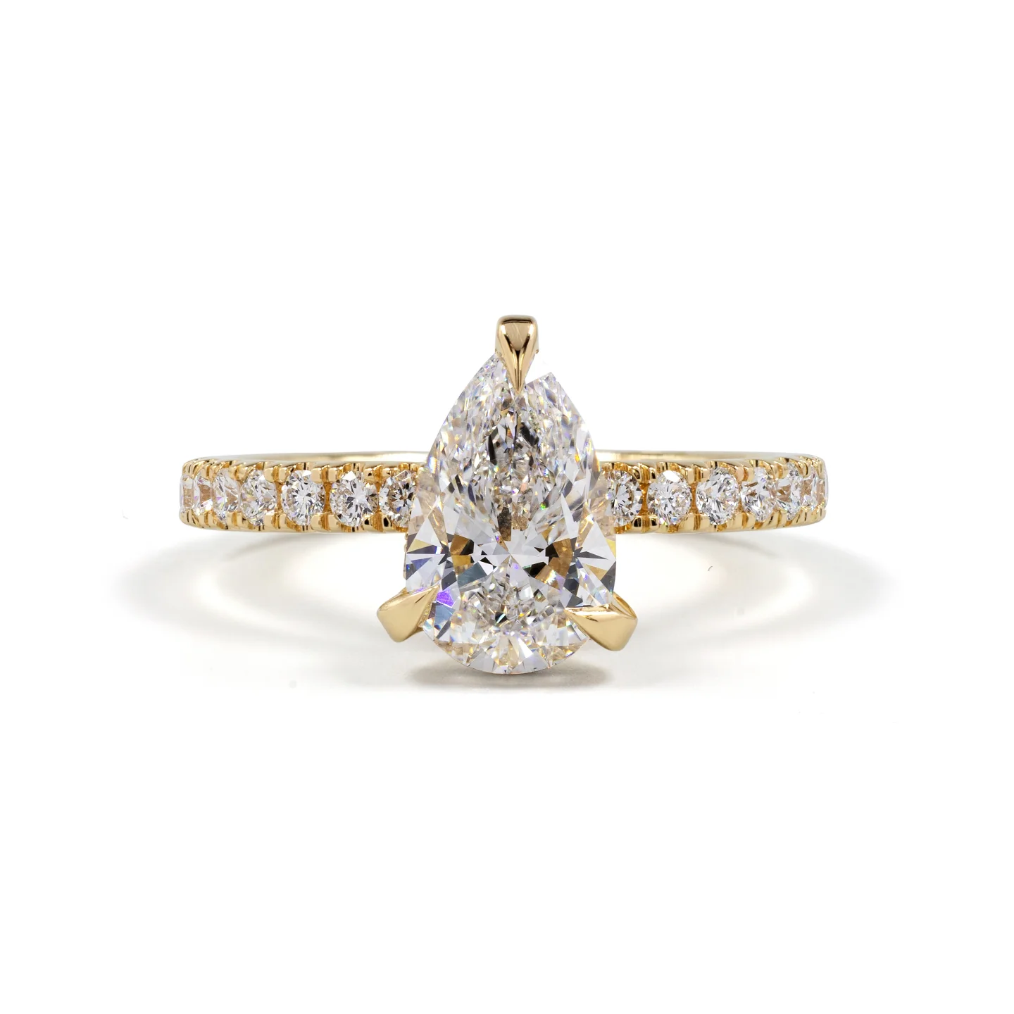 2.77 Cts 14k Yellow Gold Pear Shape Hidden Halo Ring