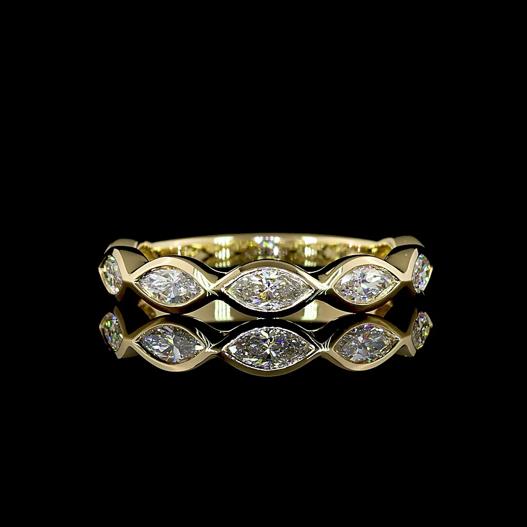 0.71 Cts 14k Yellow Gold Marquise Shape 3/4 Band Eternity Band