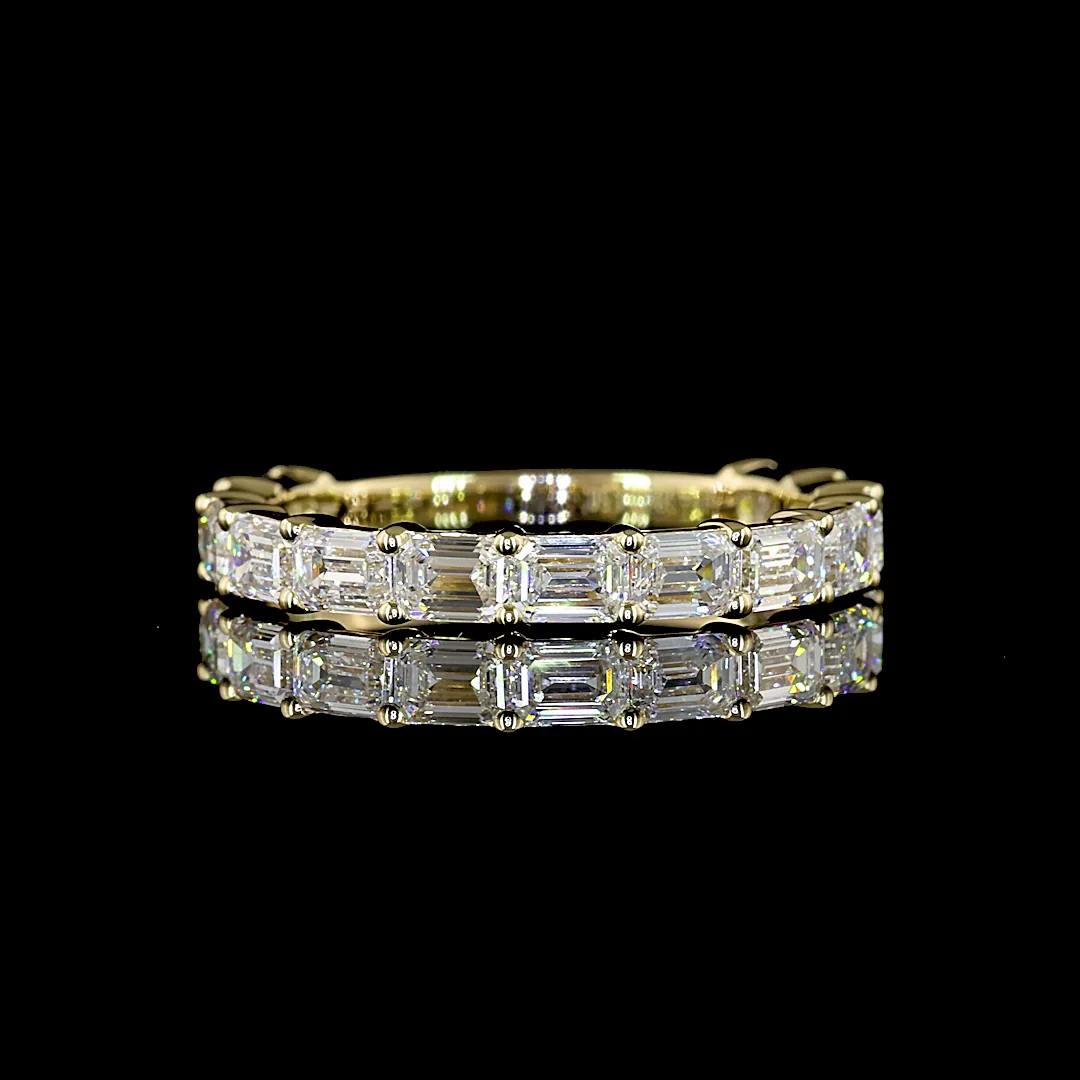 1.5 Cts 14k Yellow Gold Emerald Shape 3/4 Band Eternity Band