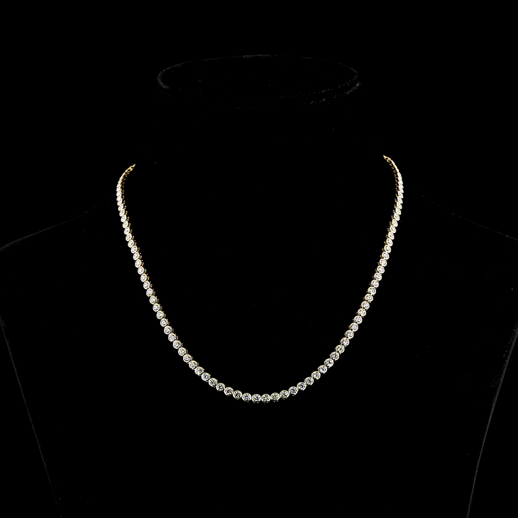 6.63 Cts 14k Yellow Gold Round Shape Tennis Necklace
