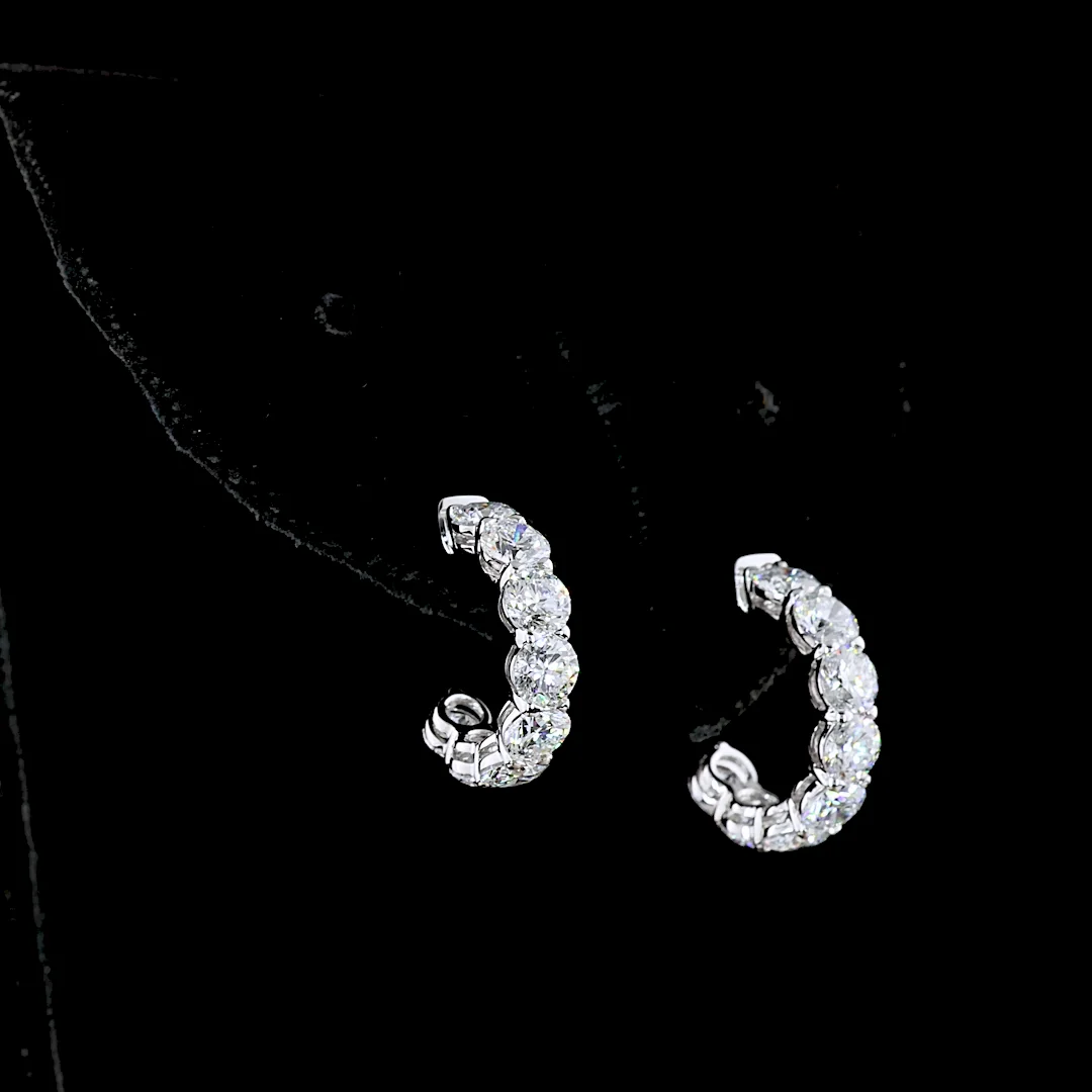 2.89 Cts 14k White Gold Round Shape C Hoops Earring