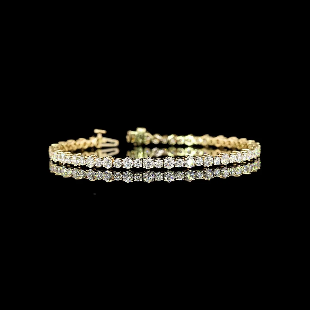 4.96 Cts 14k Yellow Gold Round Shape Station Line Tennis Bracelet