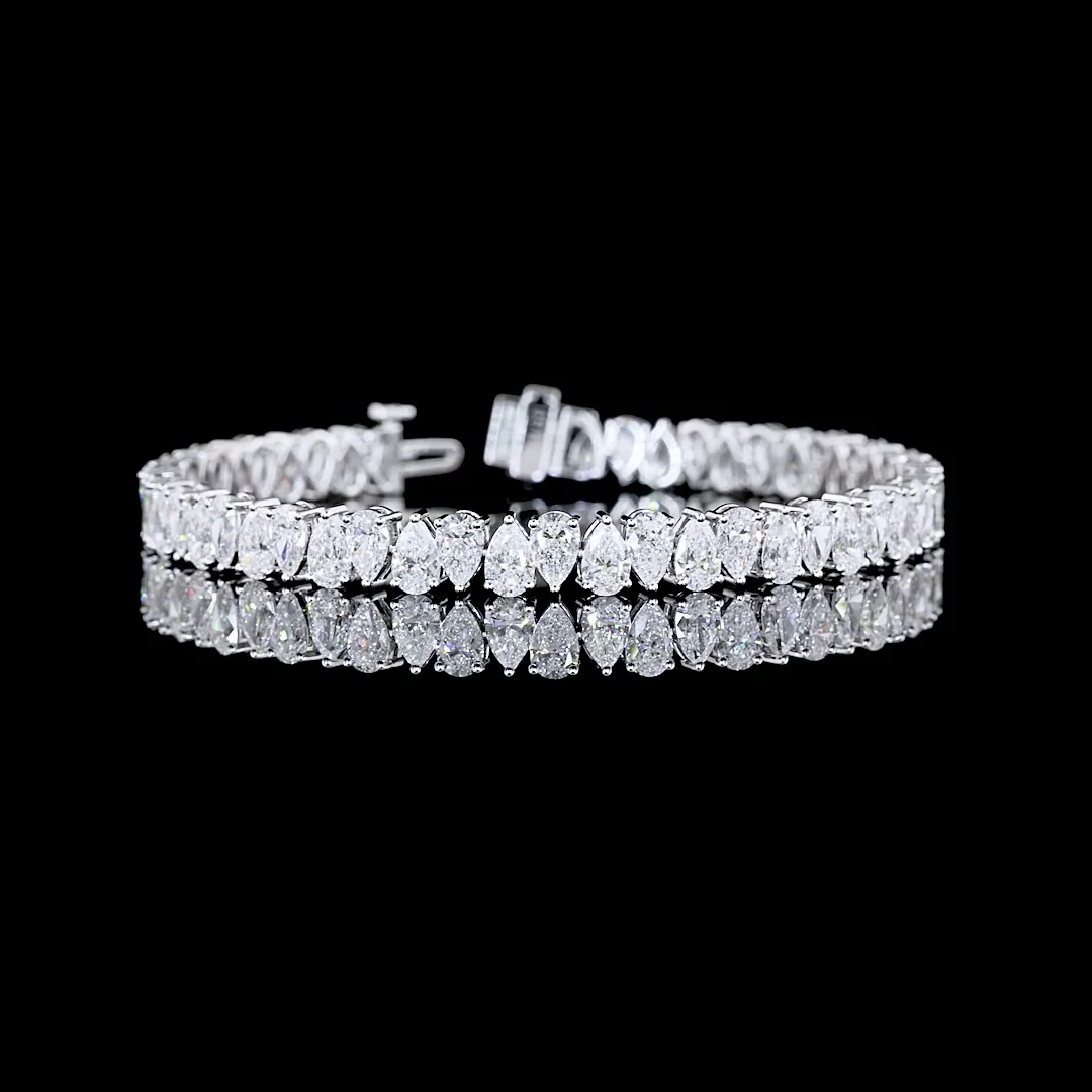 14.24 Cts 14k White Gold Pear Shape Tennis Bracelet