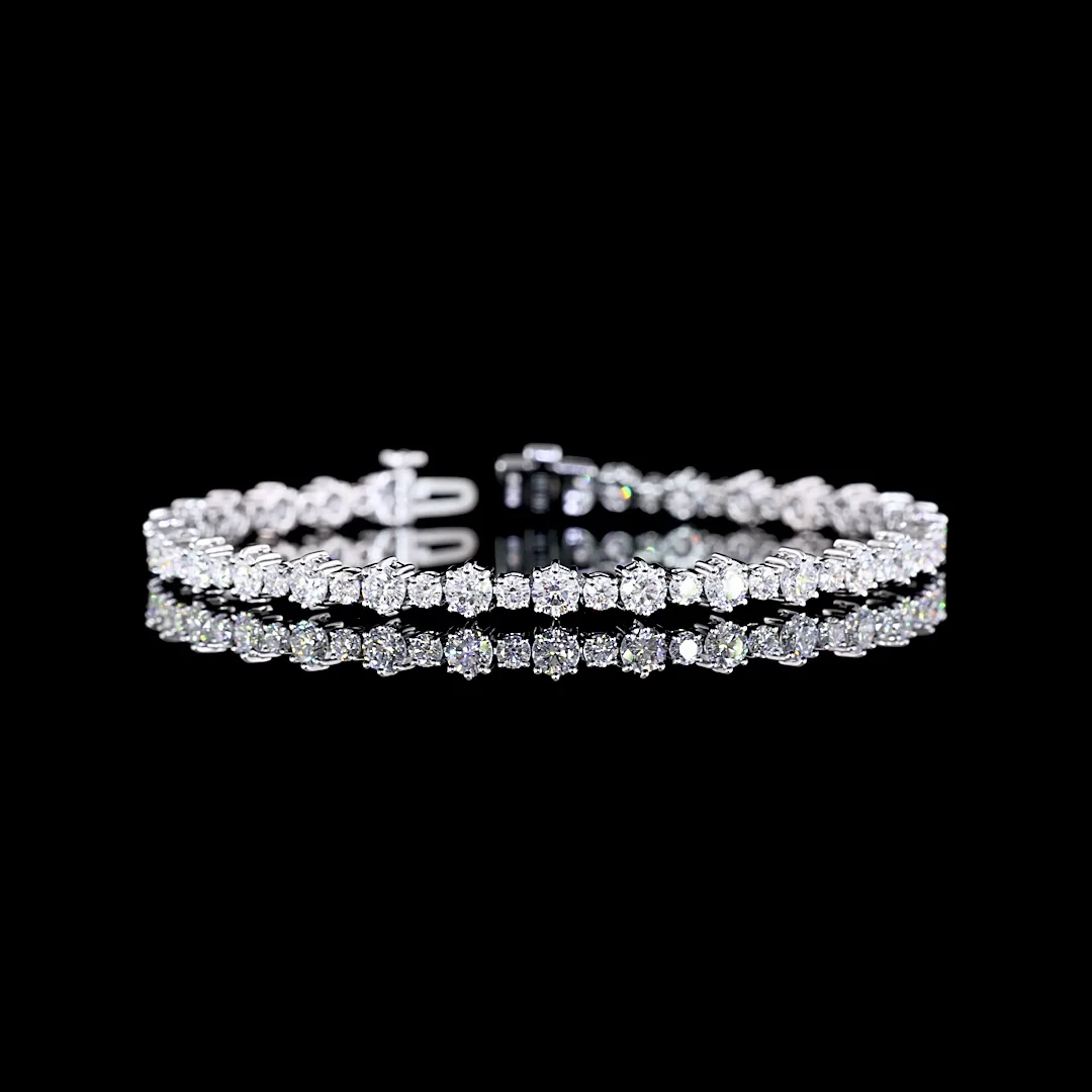 5.82 Cts 14k White Gold Round Shape Station Line Tennis Bracelet