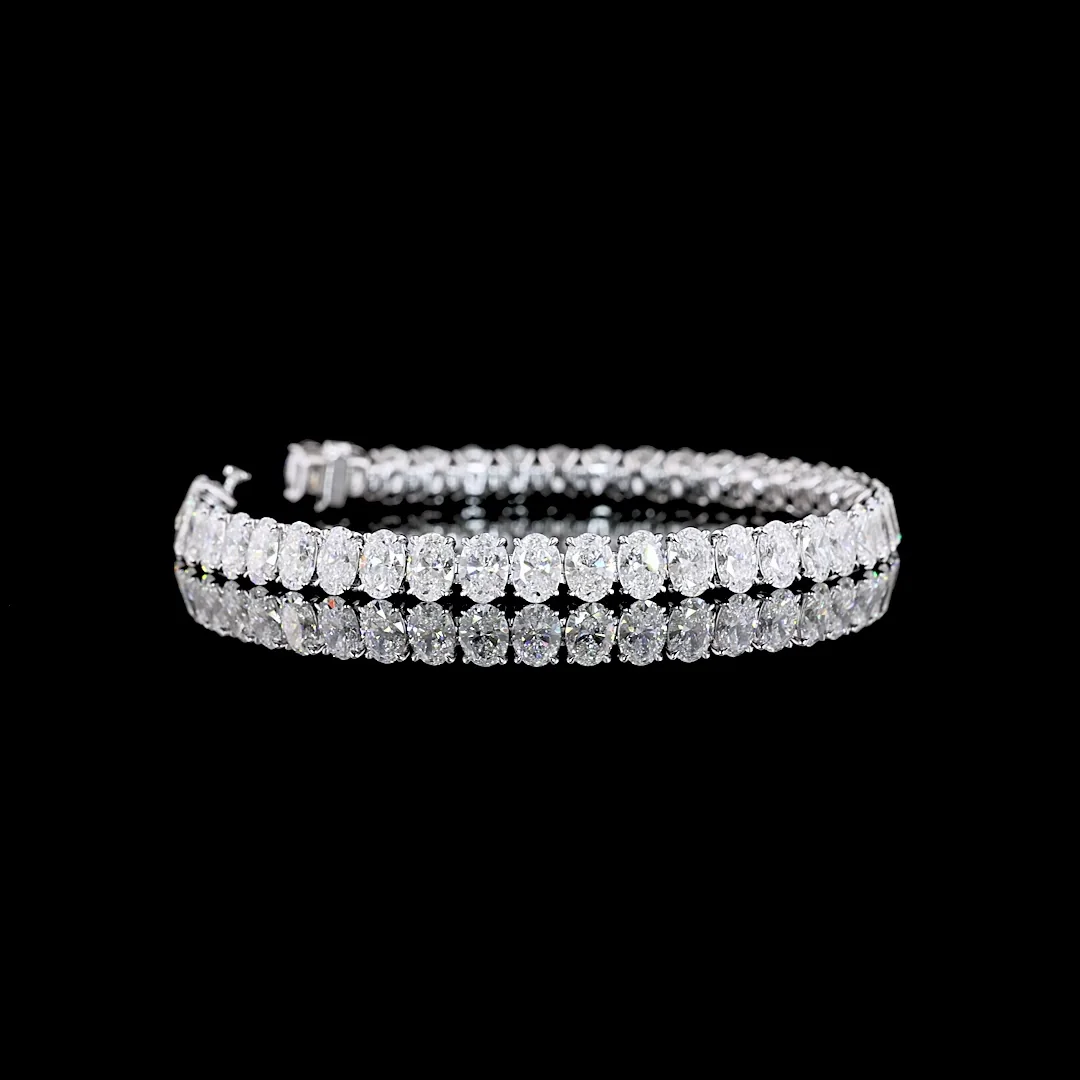 15.01 Cts 14k White Gold Oval Shape Tennis Bracelet