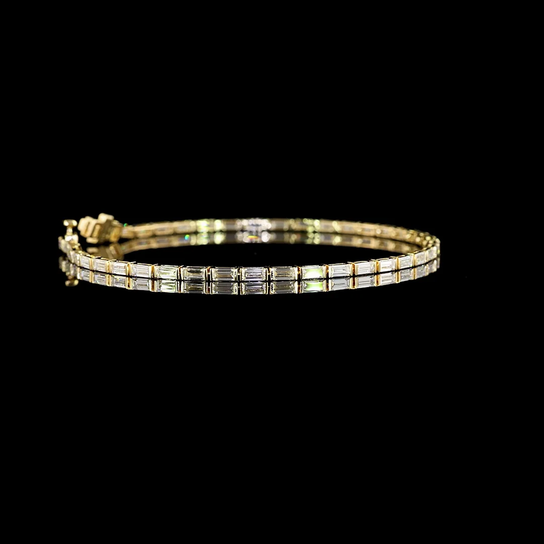 3.12 Cts 14k Yellow Gold Baguette Shape Tennis Bracelet