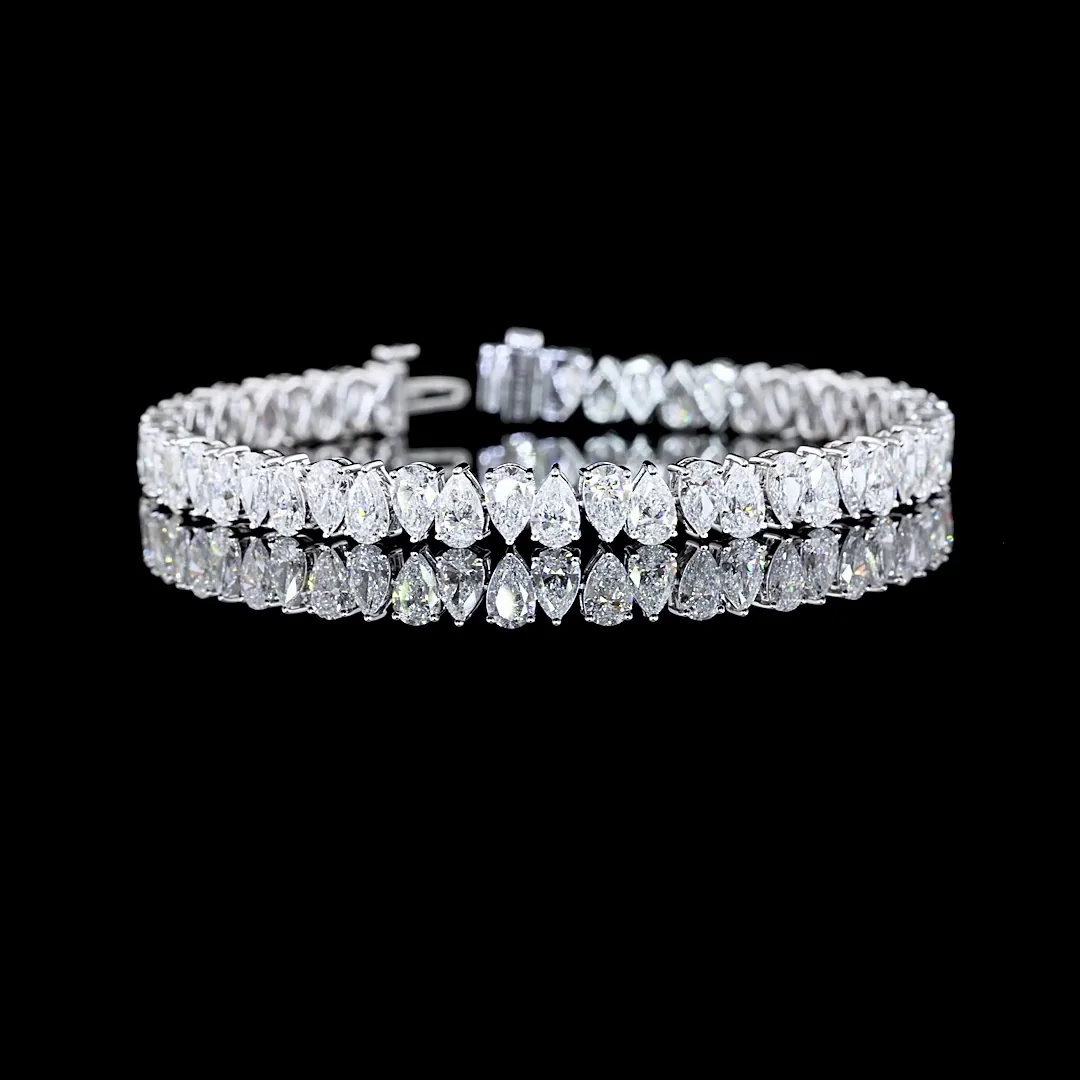 13.09 Cts 14k White Gold Pear Shape Tennis Bracelet