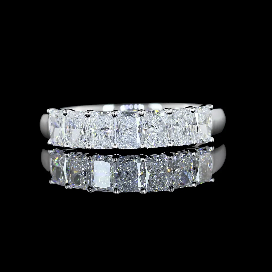 1.03 Cts 14k White Gold Radiant Shape 7 Stones Eternity Band