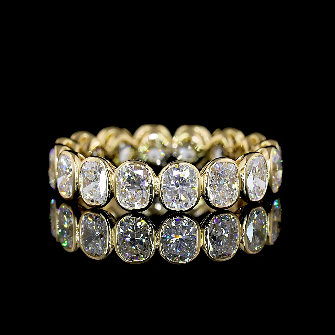 3.35 Cts 14k Yellow Gold Cushion Brilliant Shape Eternity Band Eternity Band