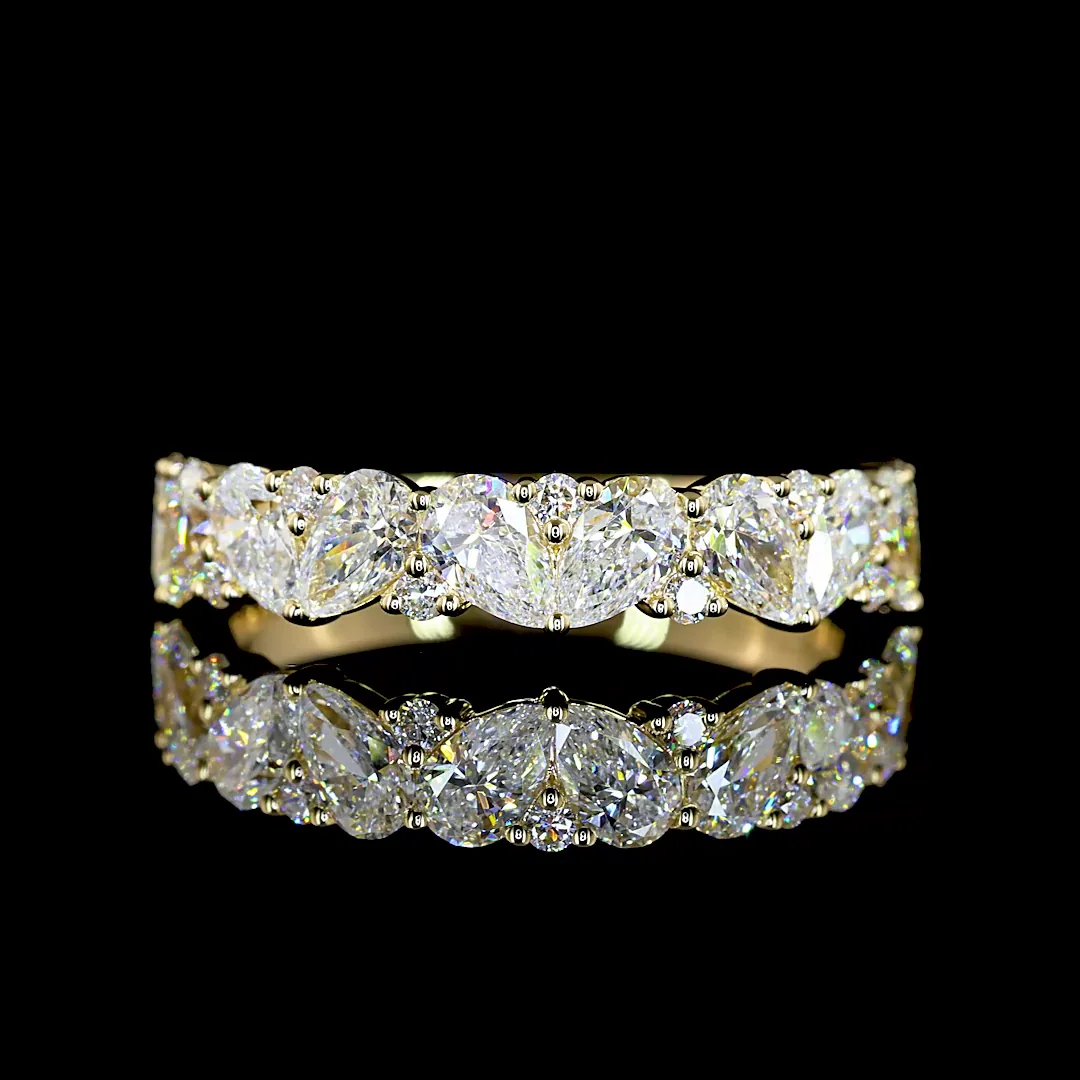 1.6 Cts 14k Yellow Gold Pear Shape Half Eternity Eternity Band