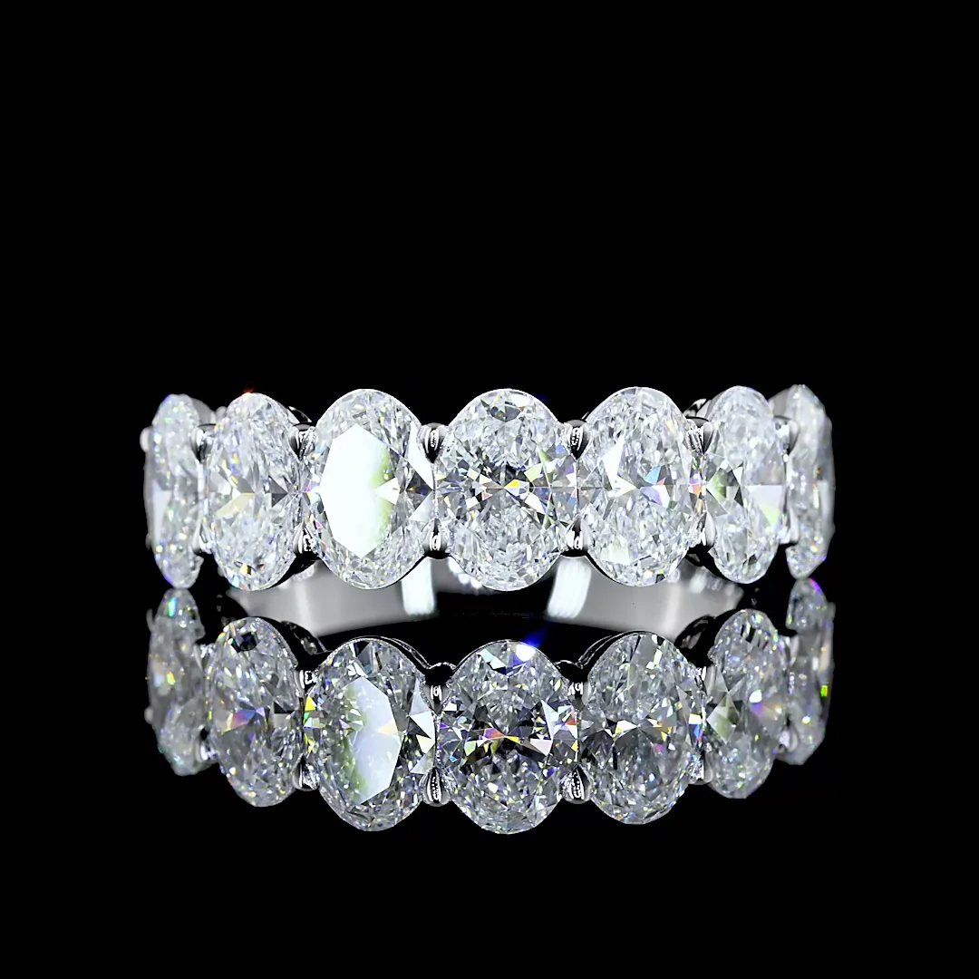 3.01 Cts 14k White Gold Oval Shape 7 Stones Eternity Band