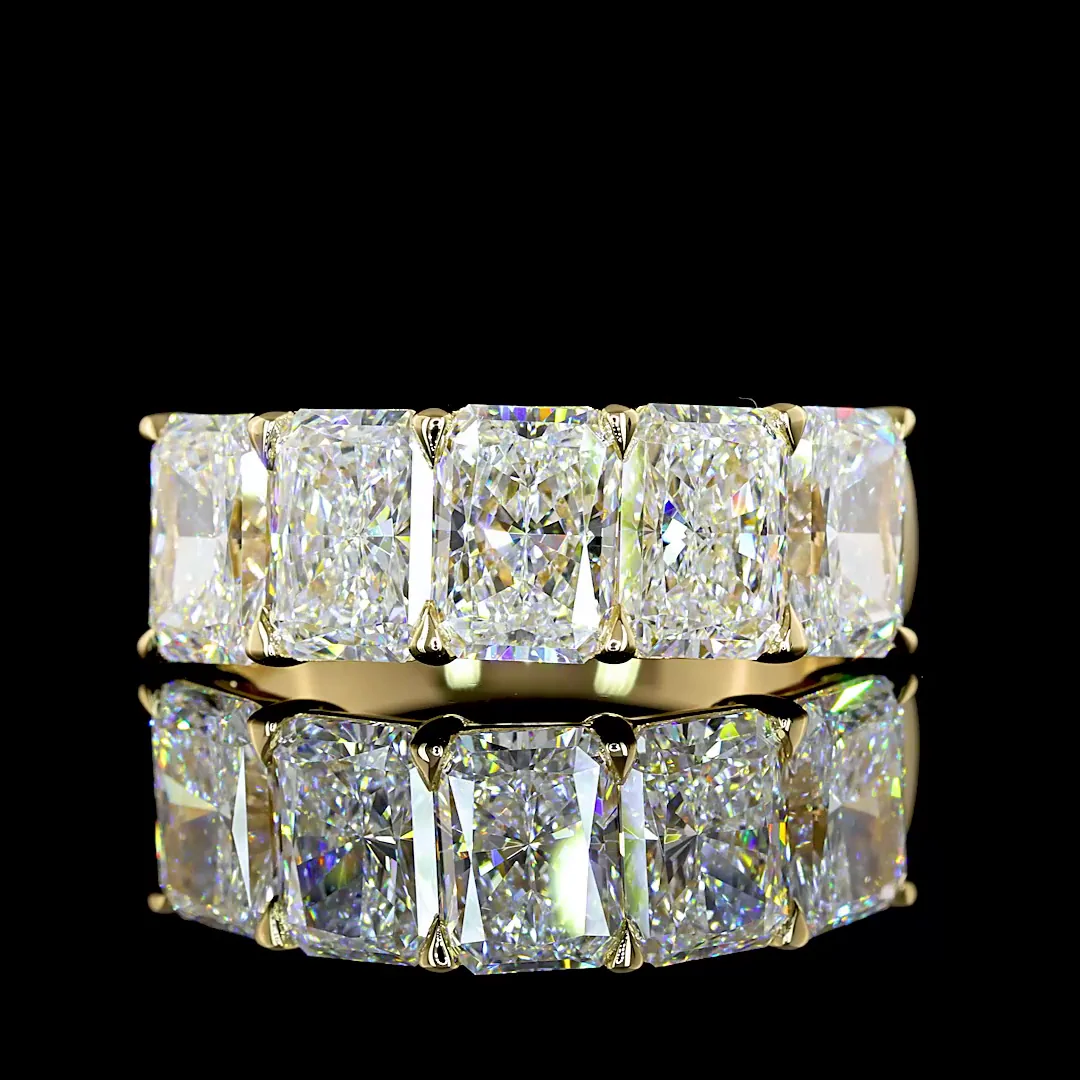4.11 Cts 14k Yellow Gold Radiant Shape 5 Stones Eternity Band