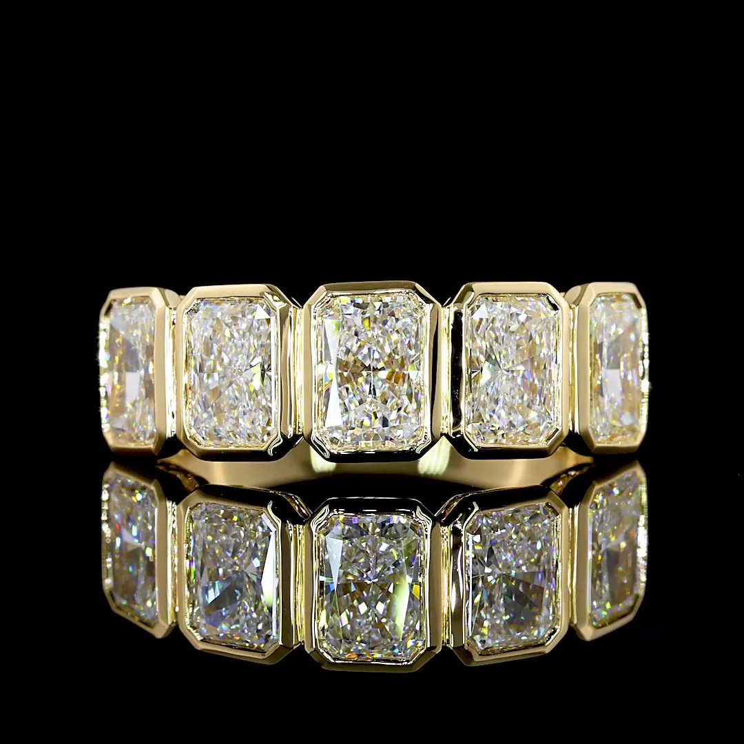 3.06 Cts 14k Yellow Gold Radiant Shape 5 Stones Eternity Band