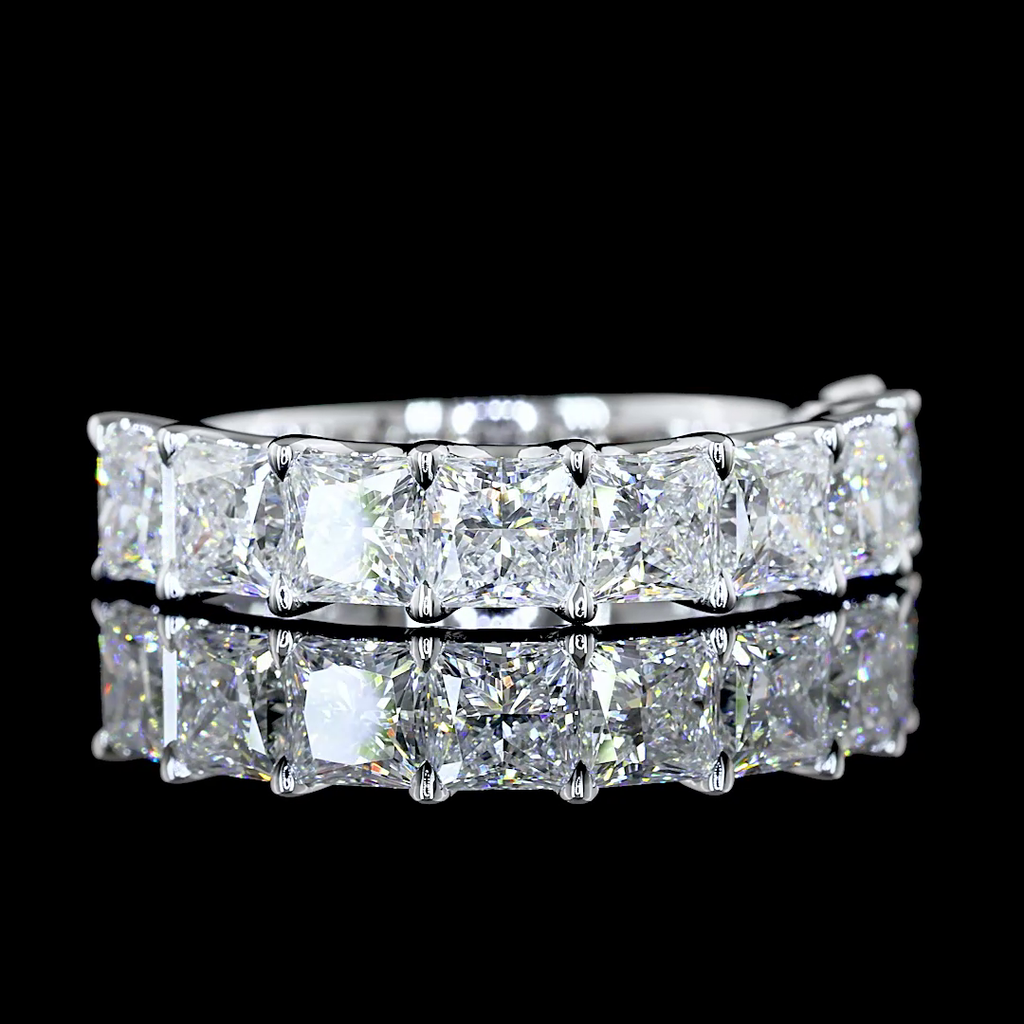 3.07 Cts 14k White Gold Princess Shape Half Eternity Eternity Band