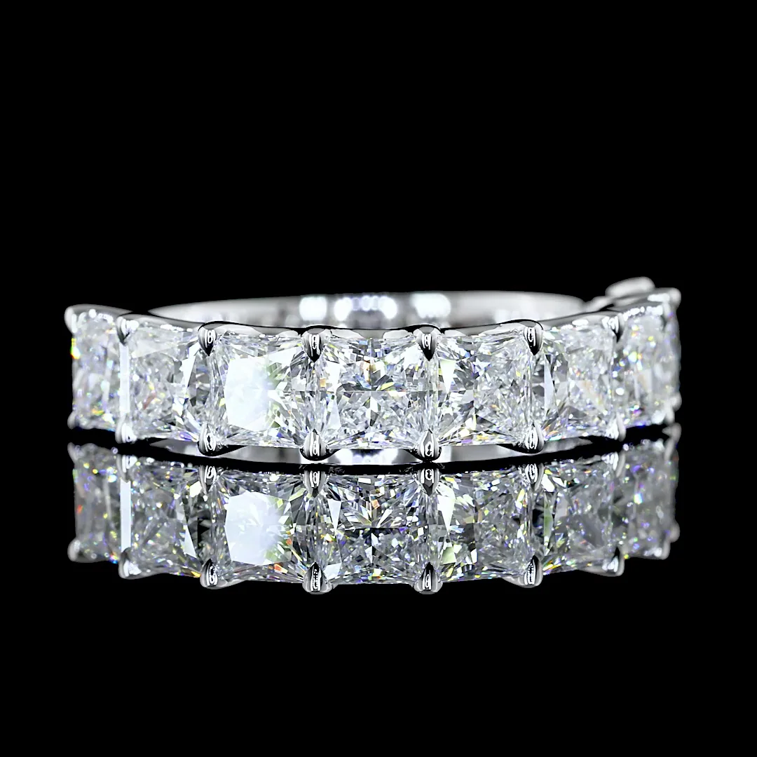 3.07 Cts 14k White Gold Princess Shape Half Eternity Eternity Band