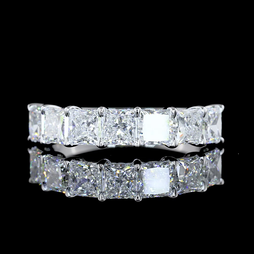 2.09 Cts 14k White Gold Princess Shape 7 Stones Eternity Band
