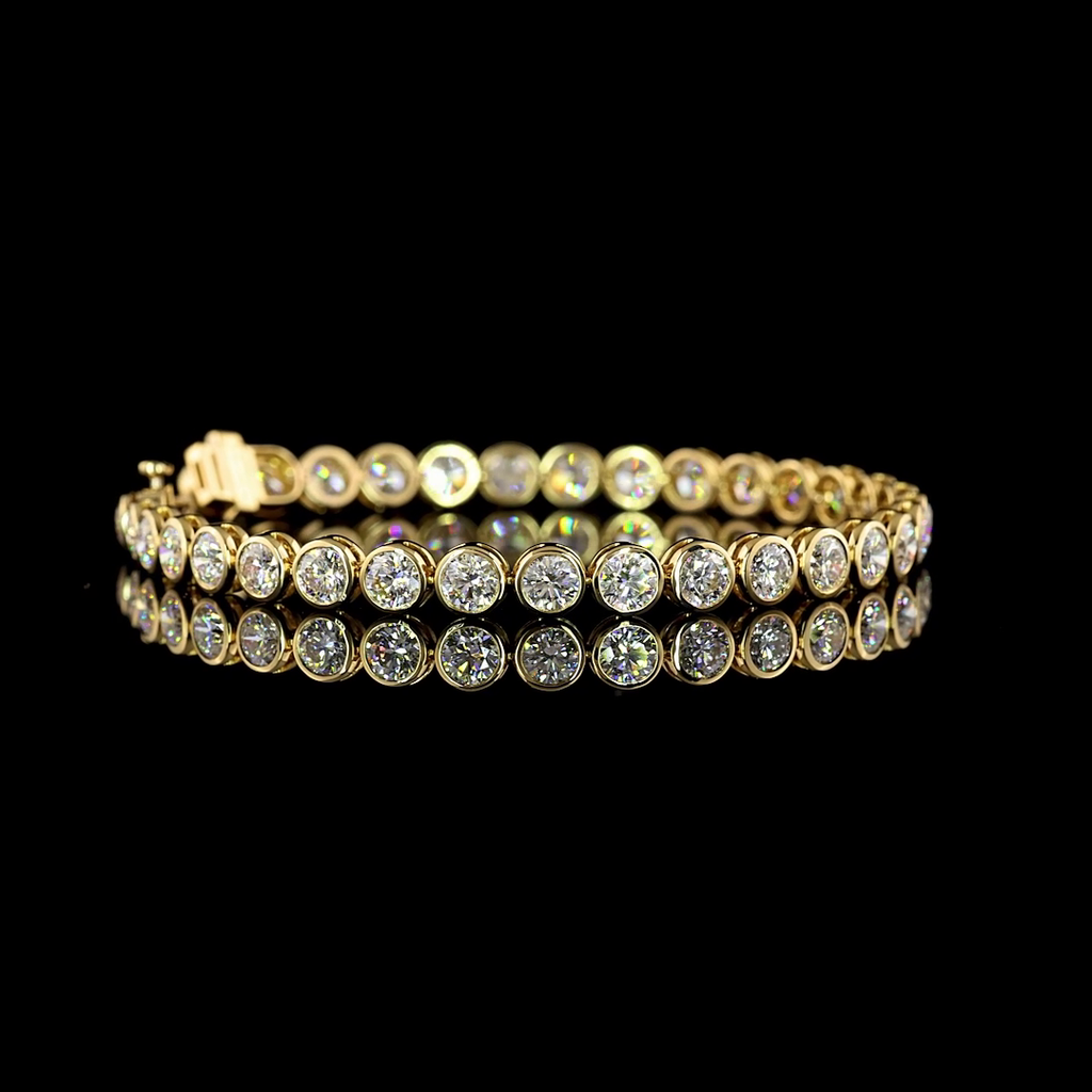 10.15 Cts 14k Yellow Gold Round Shape Tennis Bracelet