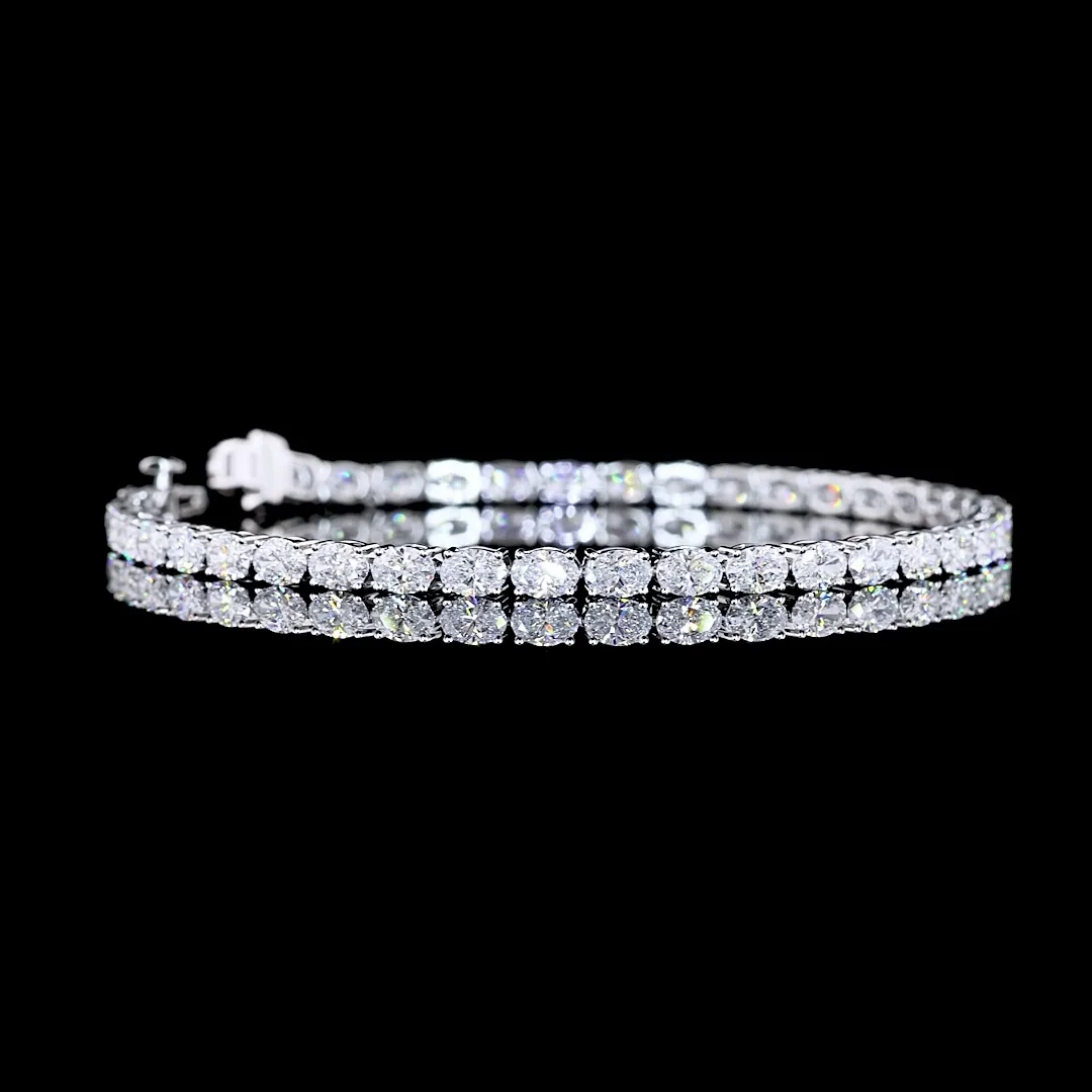 5.96 Cts 14k White Gold Oval Shape Tennis Bracelet