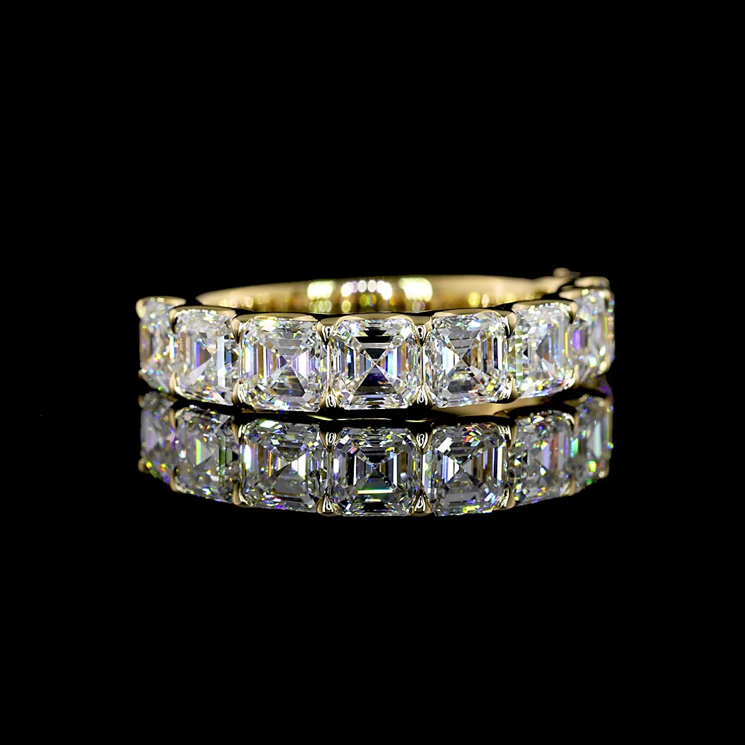3.17 Cts 14k Yellow Gold Asscher Shape Half Eternity Eternity Band
