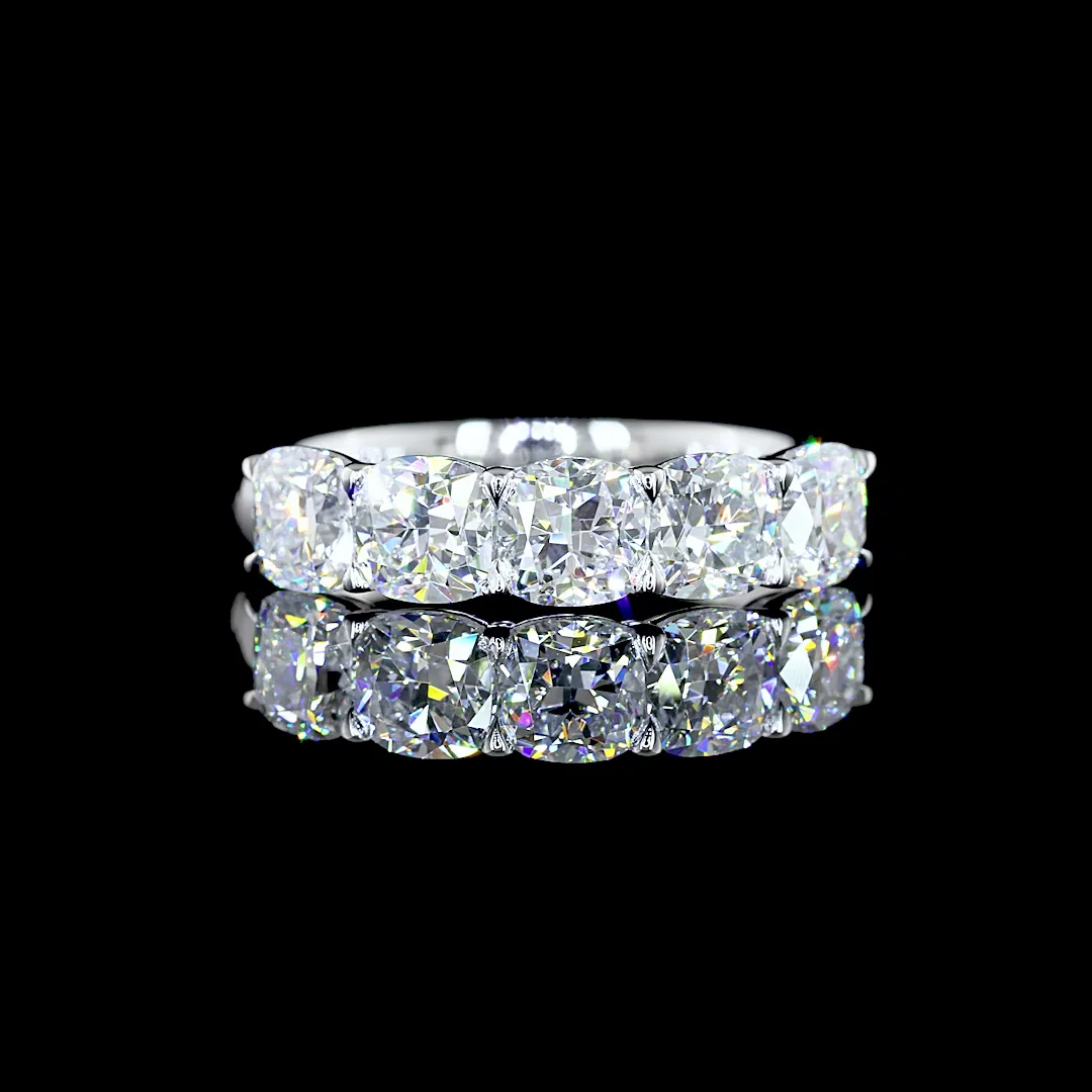 2.05 Cts 14k White Gold Square Cushion Brilliant Shape 5 Stones Eternity Band