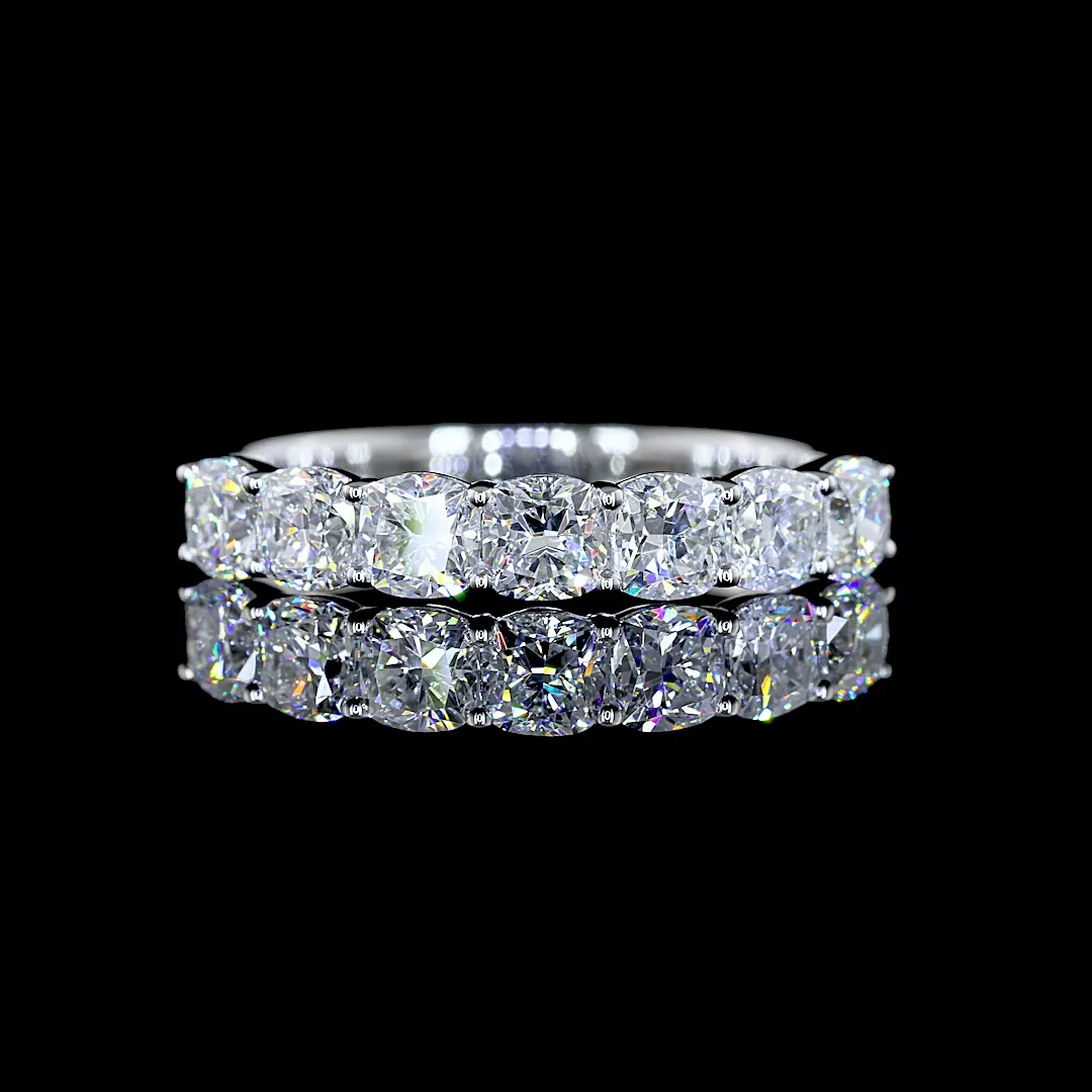 1.16 Cts 14k White Gold Square Cushion Brilliant Shape 7 Stones Eternity Band