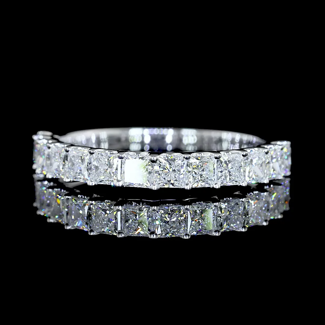 1.08 Cts 14k White Gold Princess Shape Half Eternity Eternity Band