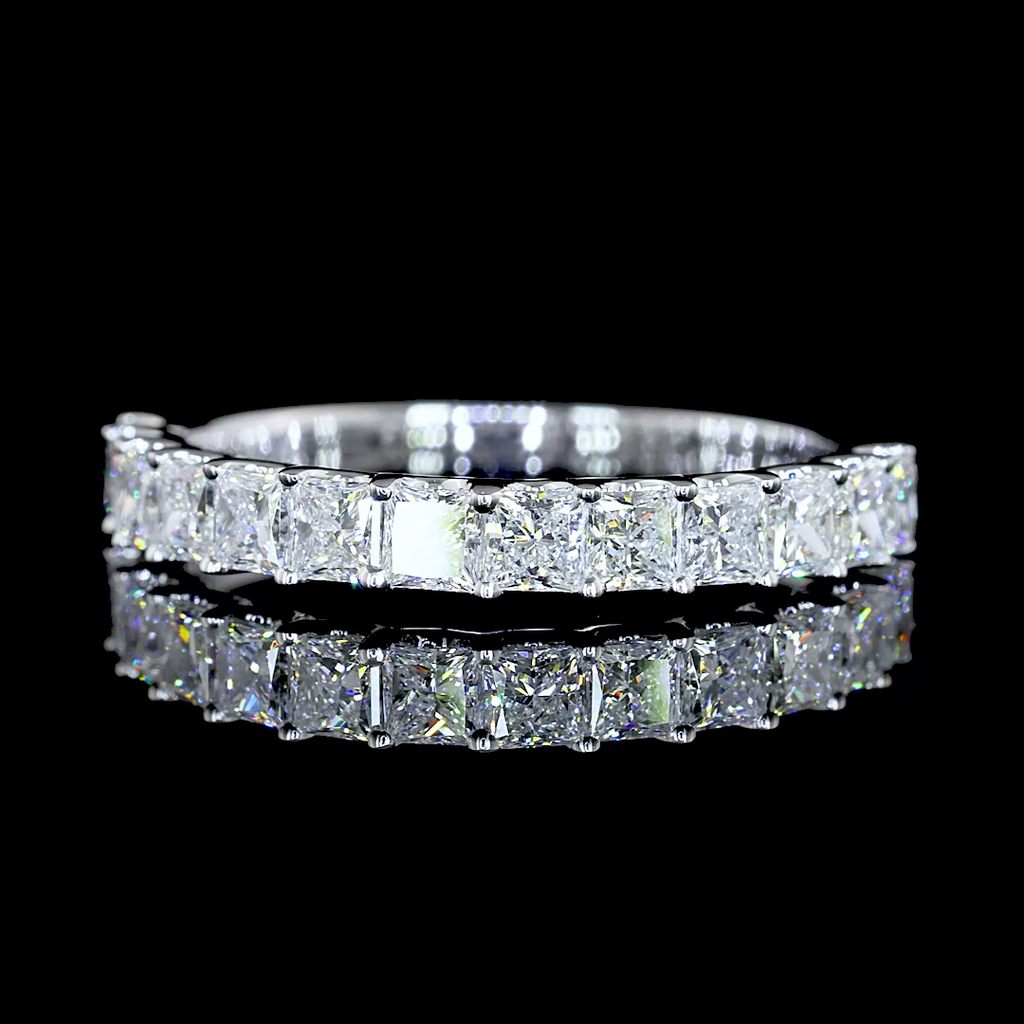 1.08 Cts 14k White Gold Princess Shape Half Eternity Eternity Band
