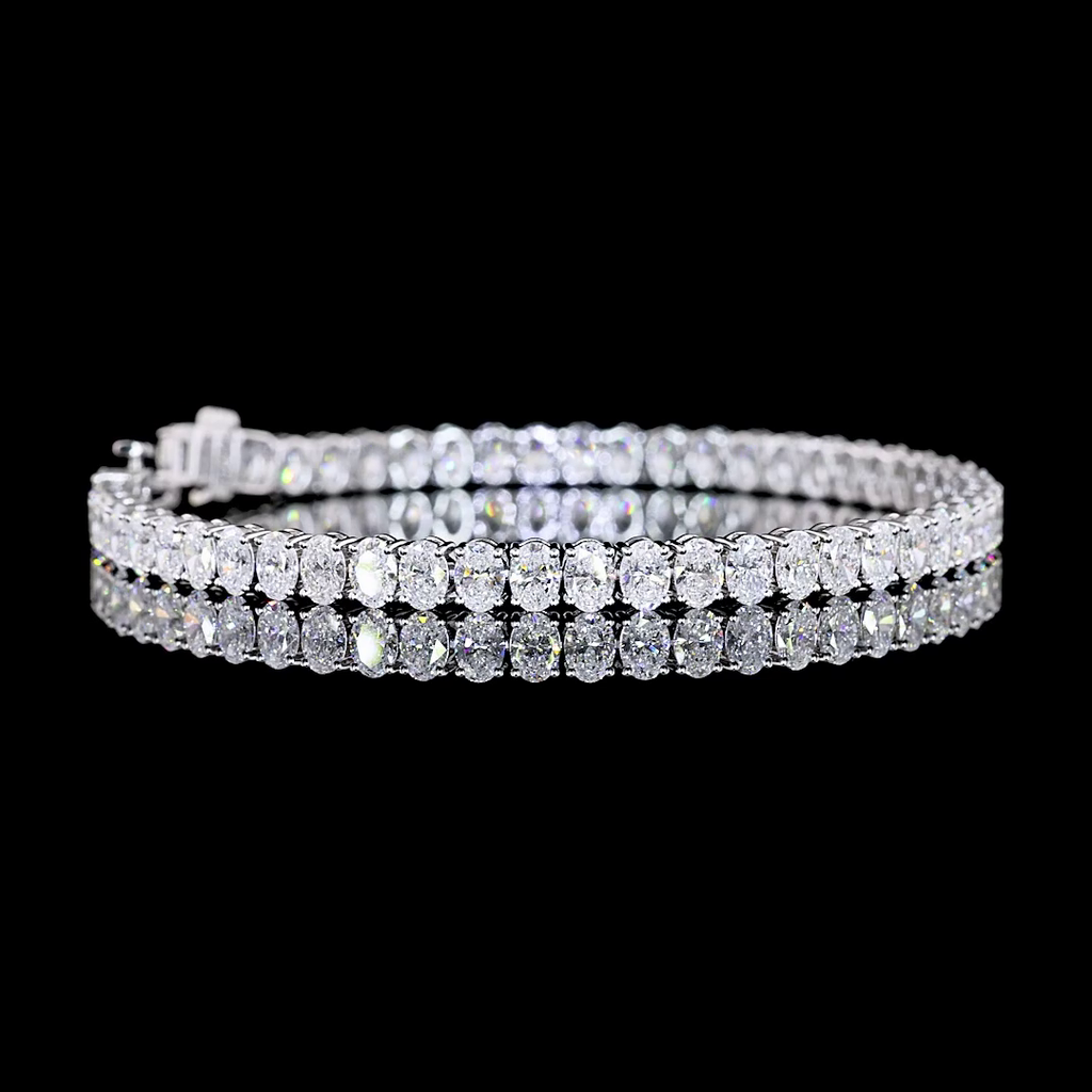 9.81 Cts 14k White Gold Oval Shape Tennis Bracelet