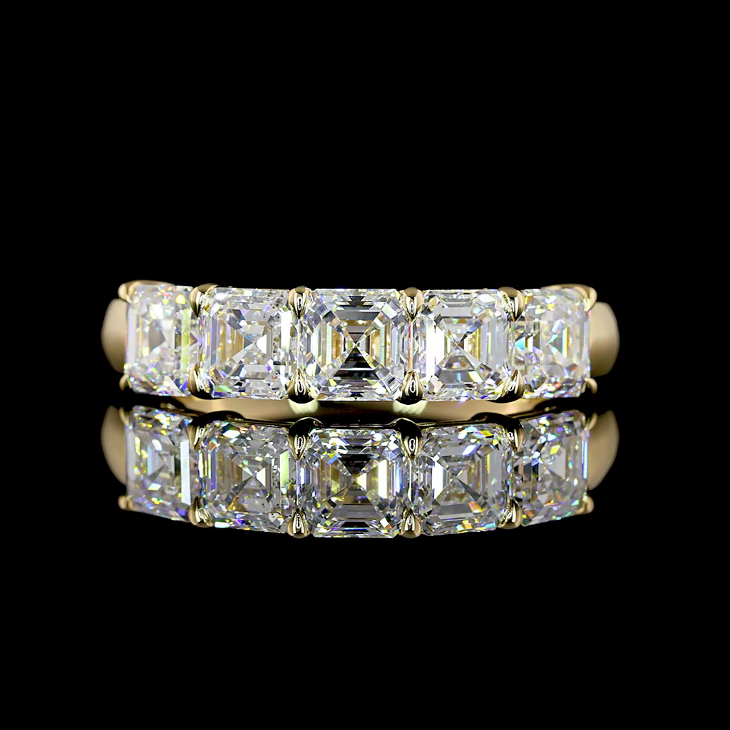 2.12 Cts 14k Yellow Gold Asscher Shape 5 Stones Eternity Band