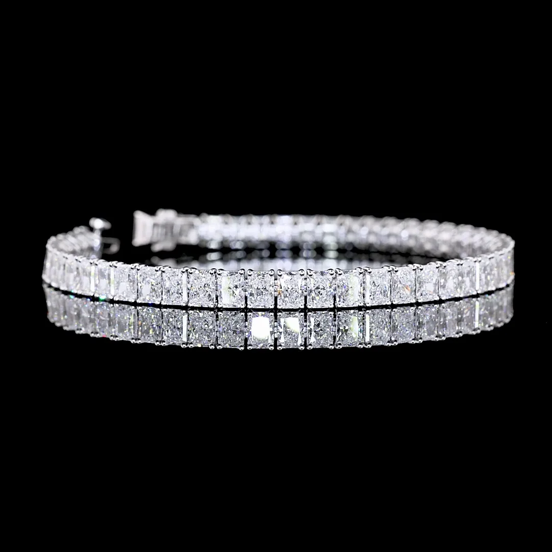 13.66 Cts 14k White Gold Radiant Shape Tennis Bracelet