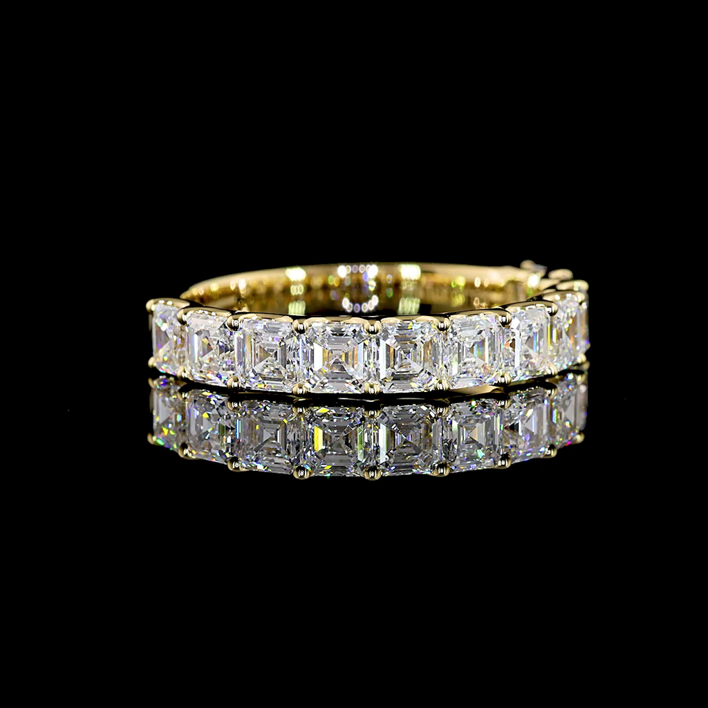 1.96 Cts 14k Yellow Gold Asscher Shape 3/4 Band Eternity Band