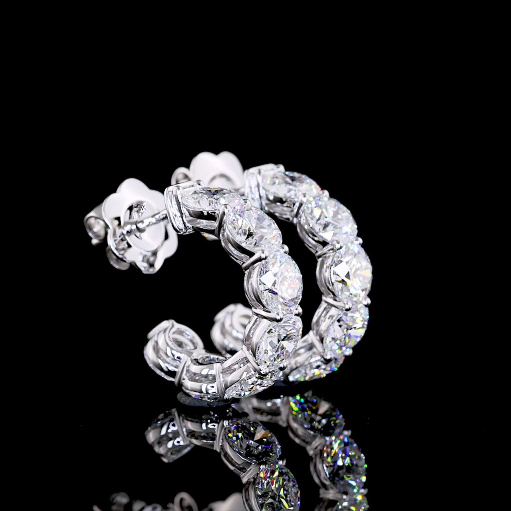 4.57 Cts 14k White Gold Round Shape C Hoops Earring