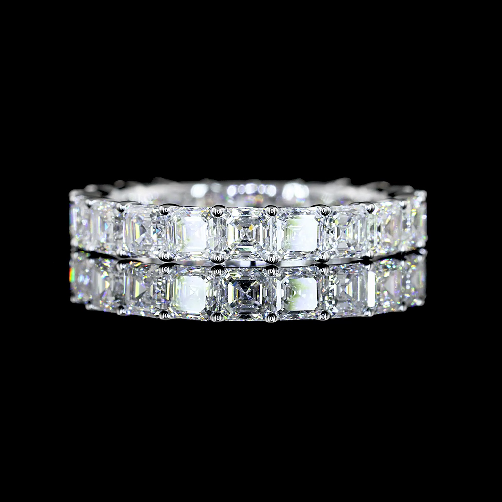 3.03 Cts 14k White Gold Asscher Shape Eternity Band Eternity Band