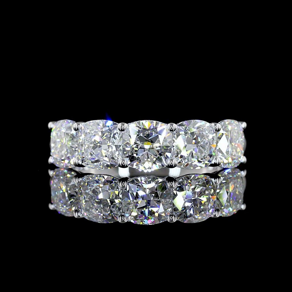 3 Cts 14k White Gold Square Cushion Brilliant Shape 5 Stones Eternity Band